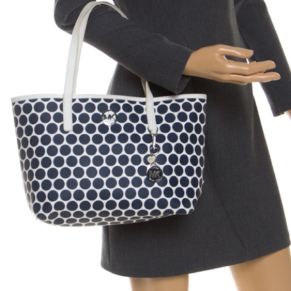 Michael Kors Blue and Cream Logo Pattern Bag